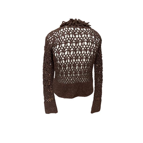Telluride Clothing Co. Brown Open Knit Sweater Cardigan Long Sleeved Size L - Picture 2 of 5